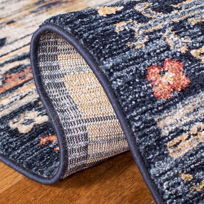 Charleston Heirloom Navy Ivory 5'3" x 7'6" Synthetic Area Rug