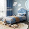 Twin Bed Frame, Velvet Upholstered Platform Bed Frame with Height Adjustable Headboard for Boys & Girls, Wood Slat Support, Easy to Assemble - 2 of 4