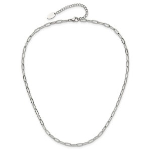 Chisel Stainless Steel Polished Elongated Open Link Paperclip15" with 2" extension Necklace - 1 of 4