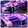 U Shaped Desk, 126 Inch Gaming Desk with Monitor Stand and LED Lights, Reversible Shaped Large Computer Desk with Power Outlets - 4 of 4