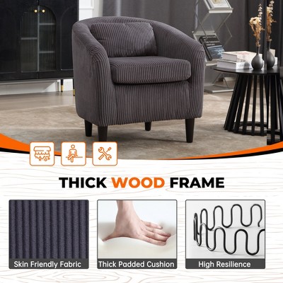 HOMEFUN Modern Corduroy Upholstered Accent Chair with Wooden Legs