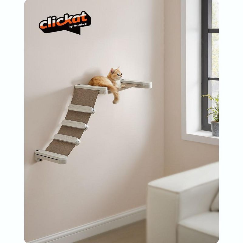 Feandrea Clickat Collection - No.002 Cat Climbing Hammock, Wall-Mounted Cat Bed with Stairs, Cat Wall Perch, 3 of 6