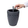 Mind Reader Round Wastepaper Basket and Toilet Brush Set Gray : Microfiber, Machine Washable, Non-Slip Backing - 3 of 4