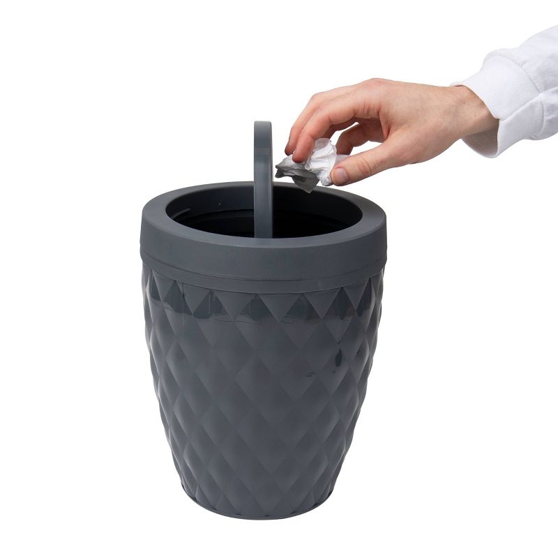 Round Wastepaper Basket and Toilet Brush Set Gray - Mind Reader, 3 of 5