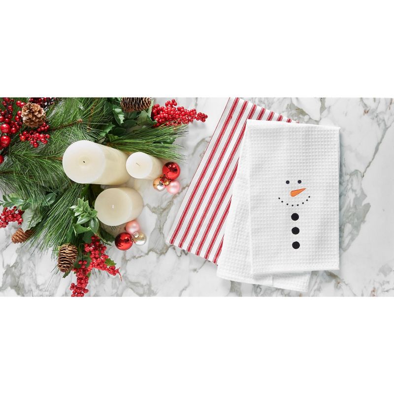 C&F Home Snowman Face Waffle Weave Cotton Kitchen Towel, 3 of 6