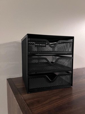 Mind Reader Network Collection Metal Mesh 3 Drawer Desk Organizer Black :  Target