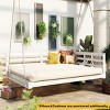 Full Size Acacia Wood Garden Porch Swing Bed,Wooden Outdoor Patio Hammock Swing Chair with Ropes,2 Person Hanging Patio Chair-Coolbibila - 2 of 4
