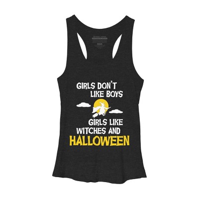 Women's Design By Humans Girls like Halloween By OffensiveFun Racerback Tank Top