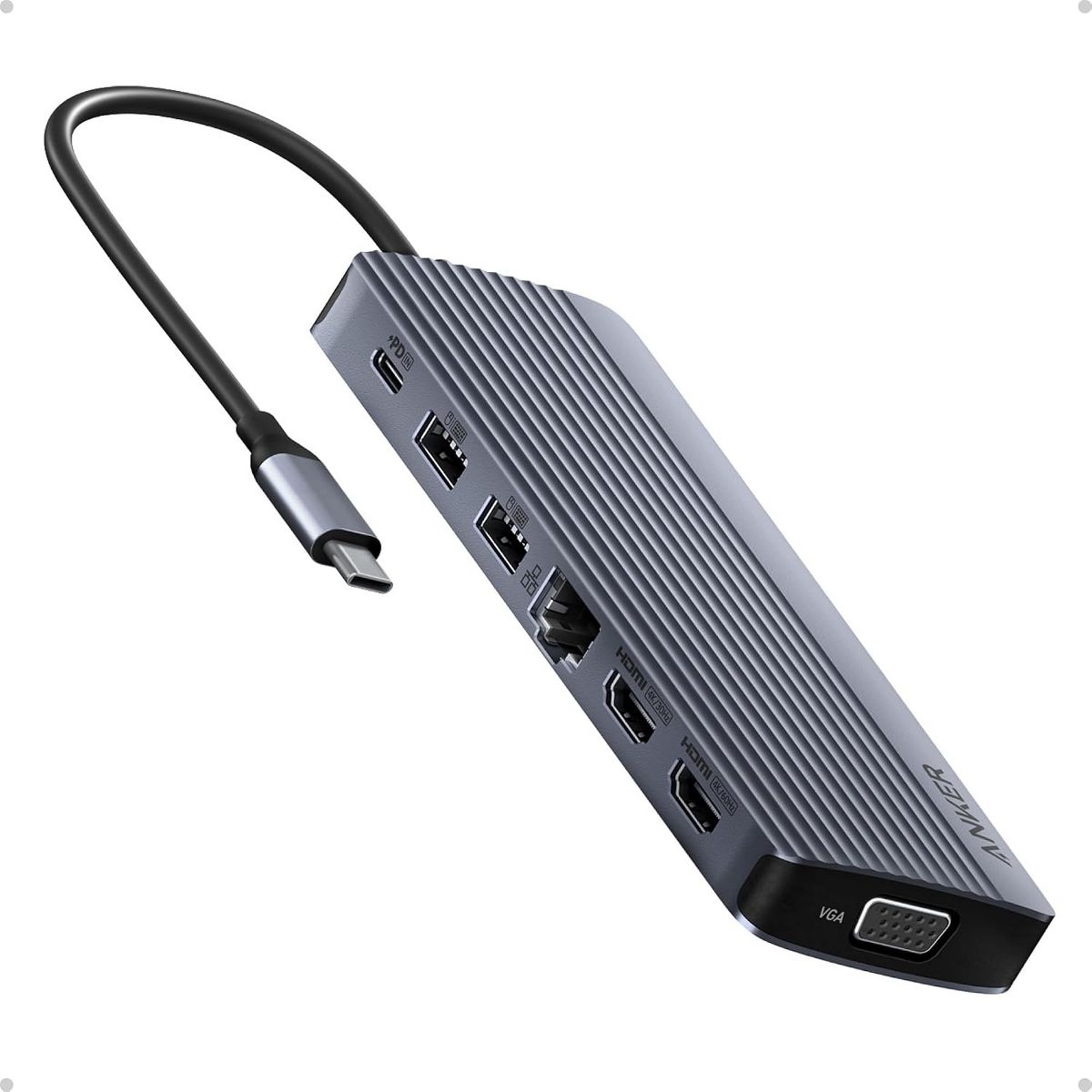 Refurbished Anker 14-in-1 USB C Hub, Triple Display Docking Station, Dual 4K HDMI, VGA, 80W Max PD, USB-A & USB-C, for Dell XPS (Charger Not Included)