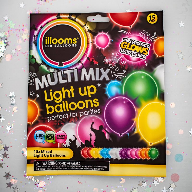 15ct illooms LED Light Up Mixed Solid Balloon, 3 of 10