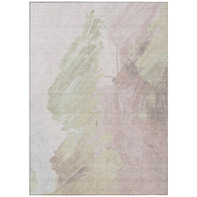 Pink Gray And Beige Abstract Washable Indoor Outdoor Area Rug