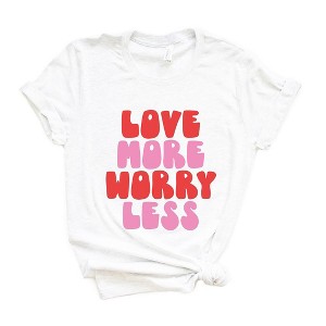 Simply Sage Market Women's Love More Worry Less Bold Short Sleeve Graphic Tee - 1 of 4
