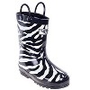 Forever Young Kid's Rubber Pull Up Zebra Print Rainboots - 2 of 3