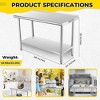 Stainless Steel Kitchen Prep Table NSF Commercial Workbench With Backsplash - 2 of 4