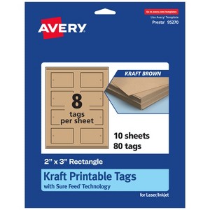 Avery 2" x 3" Rectangle, Kraft Brown Printable Tags - 1 of 4