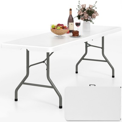 SKONYON 5ft Folding Table Fold-in-Half Long Party Table Collapsible Portable Table with Heavy-Duty Design