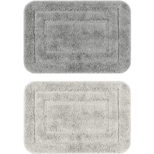 Unique Bargains Soft Plush Absorbent Non-Slip Machine Washable Bathroom Rugs 2 Pcs - 1 of 4
