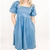 Women's Denim Puff Sleeve Dress - Mikarose - 2 of 3