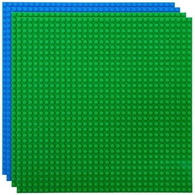 Strictly Briks Classic Baseplates, For Building Bricks, Bases for Tables, Mats, Blue and Green, 4 Pack, 10x10 Inches