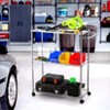 Three-tier adjustable kitchen trolley with wheels, commercial-grade steel, featuring a metal mesh frame and handles; mobile kitchen storage rack. - 4 of 4