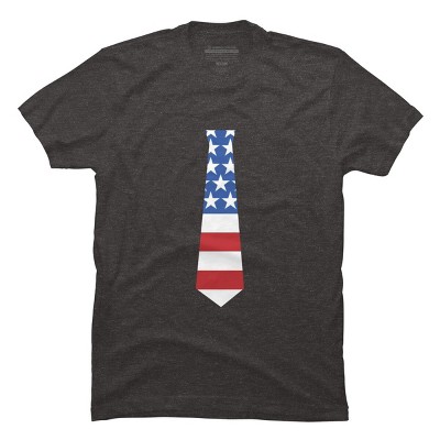 Men's Design By Humans Fourth Of July Simple American Flag Tie By FreshDressedTees T-Shirt