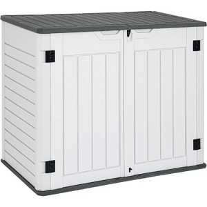 Acekool 65 Cu Ft Resin Outdoor Storage Shed with Single & Double-Wall Options, Waterproof Flip Cover & Padlock Latch - 1 of 4