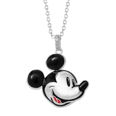 Disney 100 Mickey Mouse Silver Plated Head Pendant - 18'' Chain - Officially Licensed, Limited Edition