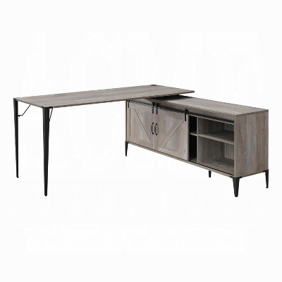 NicBex Rustic L-Shaped Corner Desk for Study&Office,Home Office Desk Computer Desk with Cable Hole&Tapered Legs,Home Workstation,Gray/Black