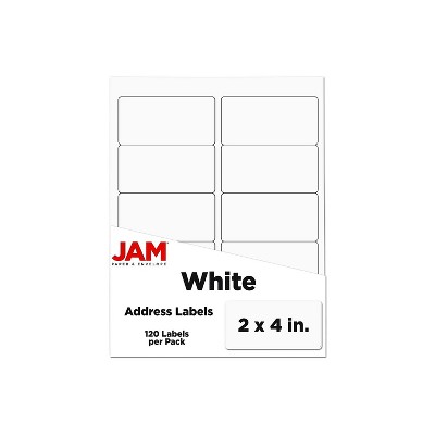 JAM Paper Hand Written Address Label 2" x 4" White 10 Labels/Sheet 12 Sheets/Pack (4062901)