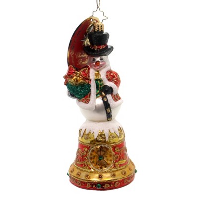  Christopher Radko 7.0" Snowman's Stellar Bell Holiday Top Hat  -  Tree Ornaments 