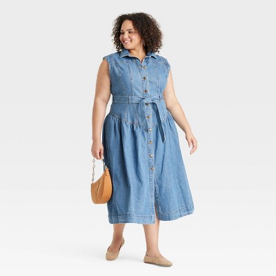 white christmas dresses Denim Ruffled Mini Dress main image 1