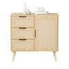 MAYEERTY Modern Rattan Wood Dresser Wood Storage Cabinet Sideboard for Bedroom Living Room Hallway Natural - 4 of 4