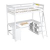 NicBex Twin Size Bunk Bed with Desk Wooden Bed Frame with Cabinet, Shelves, Drawers, Inclined Ladder and Guardrail, No Box Spring Required, White - 3 of 4