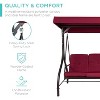 3-Seat Outdoor Porch Swing with Canopy – Convertible Glider Bed with Thick Cushions & Pillows for Adults – Backyard, Garden, Patio – Burgundy Maple99 - 3 of 4
