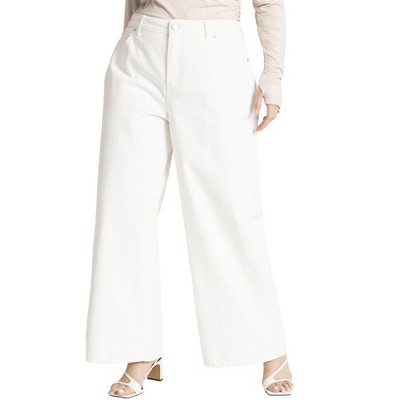 ELOQUII Women's Plus Size The Yvette Rigid Wide Leg Jean