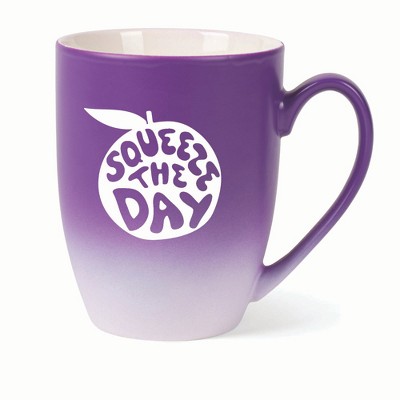 Elanze Designs Squeeze The Day Two Toned Ombre Matte 10 ounce New Bone China Coffee Tea Cup Mug, Purple and White
