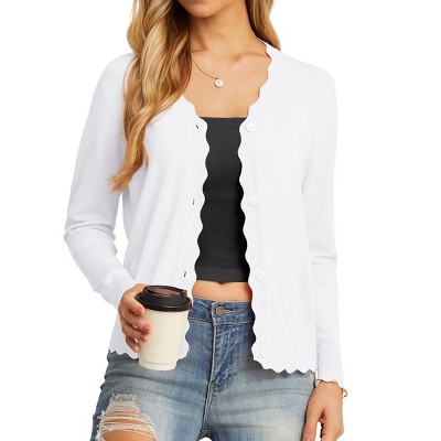 Women's Slim Fit Long Sleeve V-Neck Cardigan Sweater Lightweight Knit Button Down Shrug Cardigans
