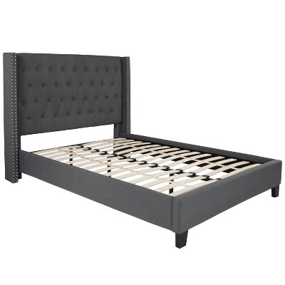 Merrick Lane Upholstered Full Size Platform Bed In Dark Gray Fabric ...