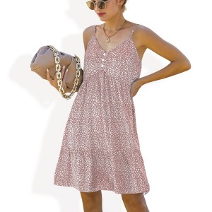 Anna-Kaci Women's Sleeveless Button Front Midi Fashion Dress with Adjustable Straps - 1 of 4