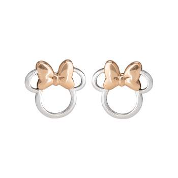 Disney Minnie Mouse Two Tone Sterling Silver Silhouette Stud Earrings