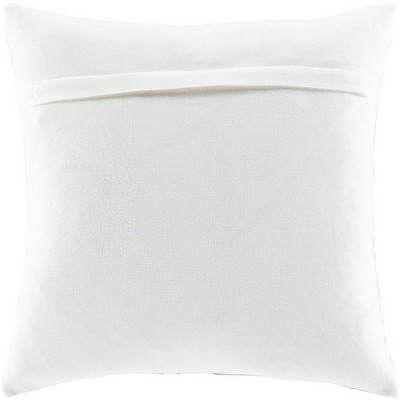 Modern Square Accent Pillow with Gray and Blue Geometric Design