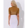 INSPIRE CHIC Women's Casual Short Sleeve Mesh Sheer Open Front Cropped Cardigan Shrug - 3 of 4