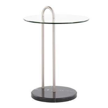Claire Marble Brushed Nickel Glass Side Table - LumiSource