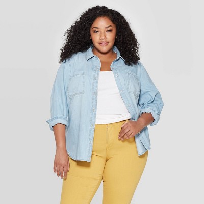 denim shirt womens plus size