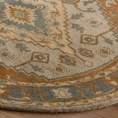 Elegant Heritage Light Blue Hand-Tufted Wool Area Rug, 5' x 8'
