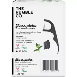 The Humble Co. Dental Floss Picks - Charcoal - 50ct/4pk