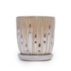 Chic Crate Modern Striped Ceramic Planter Set of 2 (8") – With Drainage & Saucer, Indoor & Outdoor Use - 4 of 4