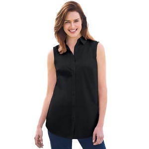Woman Within Plus Size Perfect Sleeveless Shirt - 1 of 4