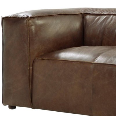 Vintage Sensation Retro Brown Top Grain Leather & Aluminum Sofa