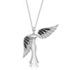 Bella Silver Sterling Silver CZ Angel  18" Pendant Necklace W/Movable Wings - Rhodum Plated - Silver - 3 of 4